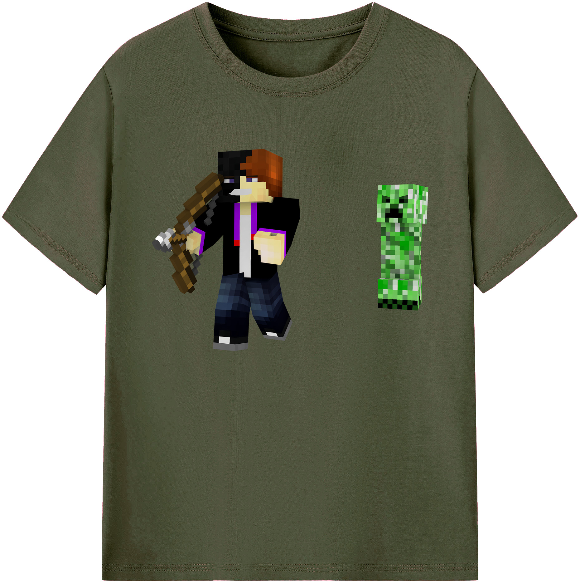 （画像用） マインクラフト ブロックの世界 Minecraft MC Block world 綿100％ メンズ半袖Tシャツ｜肌触りやわらか＆通気性